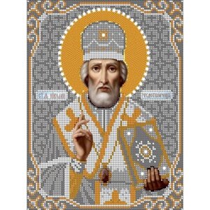 Вышивка бисером иконы Святой Николай Угодник 19*24 см