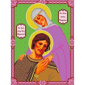 Вышивка бисером иконы Святые Петр и Феврония 30*38см