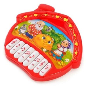 ZABIAKA Музыкальная игрушка-пианино «Любимые сказки», звук, батарейки, цвет красный