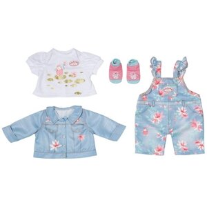 Zapf Creation Комплект одежды для куклы Baby Annabell Active Deluxe Jeans 706268 голубой/белый