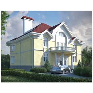 (396м2, 13х12м) Готовый проект четырехэтажного дома из кирпича с баней и балконом - AS-253