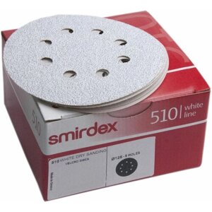Абразивный шлифовальный круг на липучке Smirdex 510 White, D*125мм, 8 отв, P60, 20 шт.