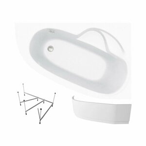 Акриловая ванна 140х95 см Lavinia Boho Bell Pro набор 3 в 1 S2-3702140R: угловая ванна (правый разворот), металлический каркас, лицевой экран