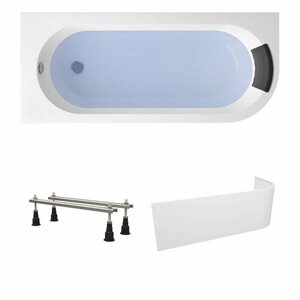 Акриловая ванна 170х72,5 см Lavinia Boho Art II набор 4 в 1 S2-371317PL: ассиметричная ванна (левый разворот), ножки, подголовник, лицевой экран