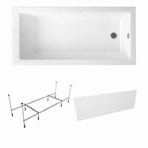Акриловая ванна 170х80 см Lavinia Boho Element набор 3 в 1 S2-37090080: прямоугольная ванна, металлический каркас, лицевой экран