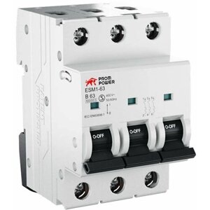 Автоматический выключатель Prompower ESM1-63/B1/3 (10kA), 1A, характеристика B, количество полюсов: 3P