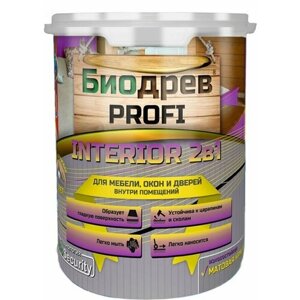 Биодрев PROFI "INTERIOR 2в1" RAL 7004, серый, 1 кг (износостойкая матовая краска для мебели, окон и дверей)