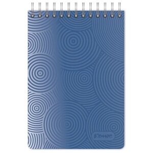 Блокнот Комус Пластик-Металлик А7 80 листов синий в клетку на спирали (76х117 мм) 212465