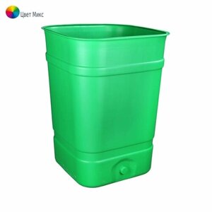 Бочка-бак без крышки (квадратный), зеленый 300л, для воды с целью полива, мусорный бак, отверстие для крана, М3049