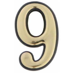 Цифра дверная "9" TUNDRA, пластиковая, цвет золото, 1 шт.