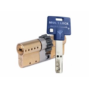 Цилиндр Mul-t-Lock Interactive+ ключ-ключ (размер 43х33 мм) - Латунь, Шестеренка (5 ключей)