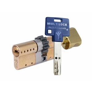 Цилиндр Mul-t-Lock Interactive+ ключ-вертушка (размер 43х33 мм) - Латунь, Шестеренка (3 ключа)