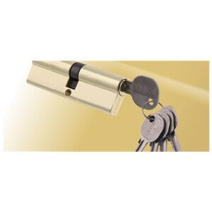 Цилиндровый механизм (личинка для замка) DAMX Простой ключ-ключ N80 мм PB (Полированная латунь)