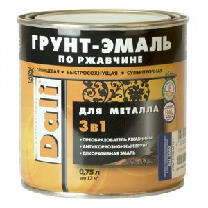 Dali / Дали Грунт-эмаль по ржавчине 3 в 1 гладкая алкидная RAL 7024 серый графит 0,75л