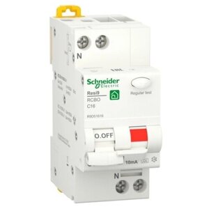 Дифференциальный автомат Systeme Electric (schneider Electric) SCHNEIDER ELECTRIC RESI9 1P+N С 16А 6000A 10мА тип A, R9D51616