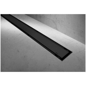 Душевой трап линейный (лоток) 900 мм, цвет черный матовый, поворотный сифон, нержавеющая сталь, Польша