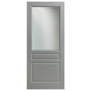 Дверь межкомнатная, Аврора, 600*2000 эмаль , ст. белое , цвет серый (коробка +наличники с 2х сторон)