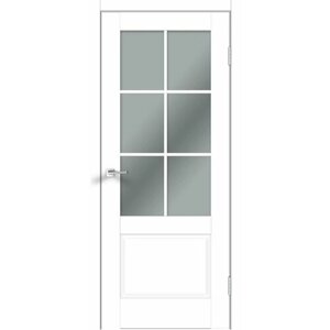 Дверь межкомнатная VellDoris ALTO 12 2V, белый эмалит, 800x2000, LR, стекло мателюкс, без врезки замка и петель