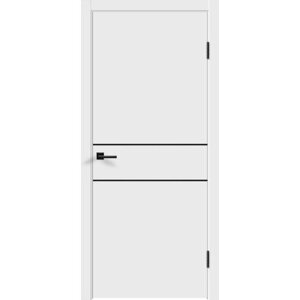 Дверь межкомнатная VellDoris Flat H2, белый, 600x2000, LR, без врезки замка и петель, кромка с 4х сторон, молдинг цвет черный, молдинг черный