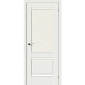 Дверь Прима-3 / Цвет White Matt / Стекло White Сrystal / Двери Браво