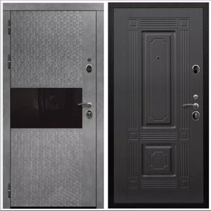 Дверь входная Армада Черная шагрень Штукатурка графит / ФЛ-2 Венге МДФ панель 16 мм с фрезеровкой