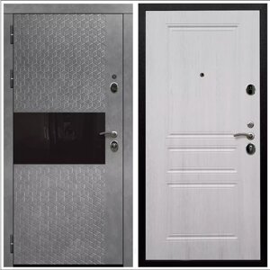 Дверь входная Армада Черная шагрень Штукатурка графит / ФЛ-243 Лиственница беж МДФ панель 6 мм с фрезеровкой