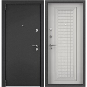 Дверь входная для квартиры Torex Terminal-D 950х2050 левый, тепло-шумоизоляция, антикоррозийная защита, 2 замка 3-го класса защиты, темно-серый/белый