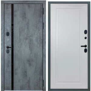 Дверь входная металлическая DIVA ДХ-46 2050x960 Правая Бетон темный - Н10 Белый Софт, тепло-шумоизоляция, антикоррозийная защита для квартиры
