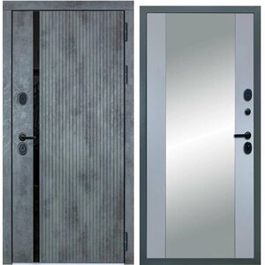 Дверь входная металлическая DIVA ДХ-46 Зеркало 2050x860 Правая Бетон темный - Д15 Силк маус, тепло-шумоизоляция, антикоррозийная защита для квартиры