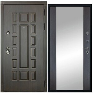 Дверь входная металлическая DIVA ДХ-53 зеркало 2050х960 Правая Венге - Д15 Венге, тепло-шумоизоляция, антикоррозийная защита для квартиры