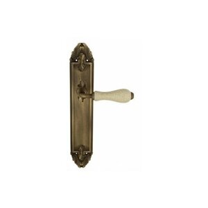 Дверная ручка Venezia "COLOSSEO" белая керамика паутинка на планке PL90 матовая бронза
