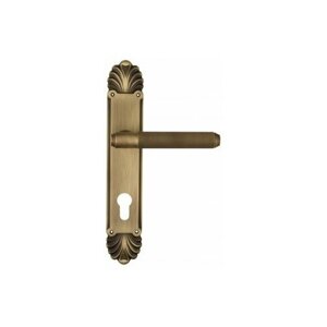 Дверная ручка Venezia "EXA ZIG" CYL на планке PL87 матовая бронза