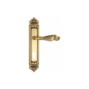 Дверная ручка Venezia "OPERA" CYL на планке PL96 французское золото + коричневый