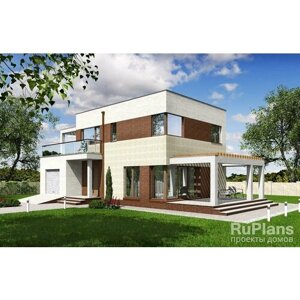 Двухэтажный дом с гаражом и террасами (135 м2, 9м x 17м) Rg5300
