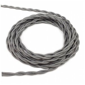 Электрический кабель, провод витой в ретро стиле "Винтаж", Серебро 3*2,5, 10м
