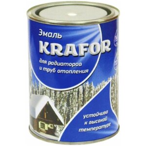 Эмаль Krafor для радиаторов и труб 80°C, глянцевая, белый, 0.9 кг, 0.72 л