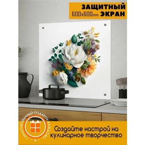 Фартук для кухни на стену "Цветы : 3d букет" 600х600x4 мм