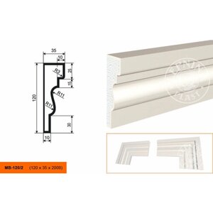 Фасадный Молдинг Lepninaplast МВ-120/2 В120хШ35хД2000 мм / Лепнинапласт.