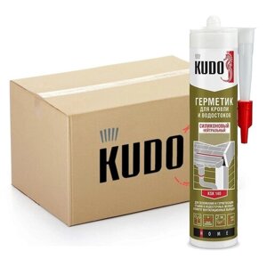 Герметик KUDO "KSK 142", силиконовый, для кровли и водостоков, графитовый чёрный (RAL 9011), туба, 280 мл, упаковка 12 шт.