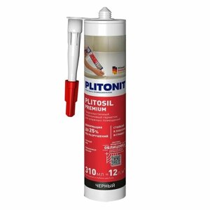 Герметик PLITONIT PLITOSIL Premium высокоэласт. санит. кислотного отверждения, черный 310 мл