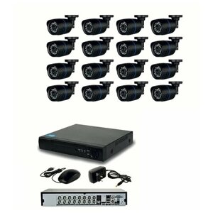 Готовый AHD комплект видеонаблюдения на 16 уличных камер 5мП с ИК подсветкой до 20м