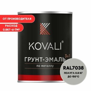 Грунт-эмаль 3 в 1 KOVALI пг Агатовый серый RAL 7038 0,8кг краска по металлу, по ржавчине, быстросохнущая , краска Ковали