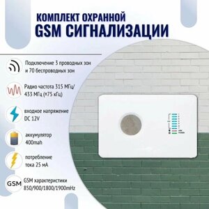 GSM сигнализация DVG-P11/с мобильным приложением/входное напряжение DC 12V/ 2 брелка - для управления/датчик движения и сирена/