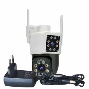 IP видеокамера наблюдения Wi-Fi HD com Мод: K662-ASW1 (Duos) (Q23576C66) беспроводная охранная поворотная с двумя объективами и записью на SD карту и д