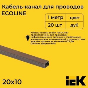 Кабель-канал для проводов магистральный дуб 20х10 ECOLINE IEK ПВХ пластик L1000 - 20шт