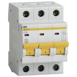 Комплект автоматических выключателей IEK ВА 47-29 3P (C) 4,5kA 10 А (упаковка 4 шт)