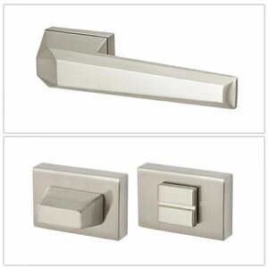 Комплект дверных ручек Armadillo STONE_UCS_SN-3_W, матовый никель (ручка + завертка WC)