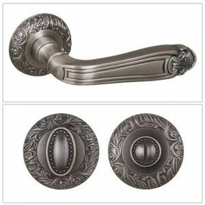 Комплект ручек для дверей Fuaro LOUVRE_SM_AS-3_W, античное серебро (ручка + завертка WC)