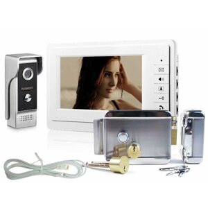 Комплект видеодомофон цветной и замок: EP-7400 и Anxing Lock-AX042 (I32644KO) - электрозамок с домофоном на калитку в дом
