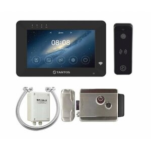 Комплект видеодомофона для дома Tantos Rocky HD Wi-Fi (черный) и iPanel2 HD (черный) c замком